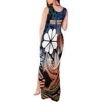 Personalised Kwajalein Atoll Tank Maxi Dress Polynesian Shark Tattoo Gradient Vibes LT14 - Polynesian Pride