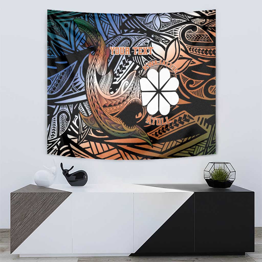 Personalised Kwajalein Atoll Tapestry Polynesian Shark Tattoo Gradient Vibes