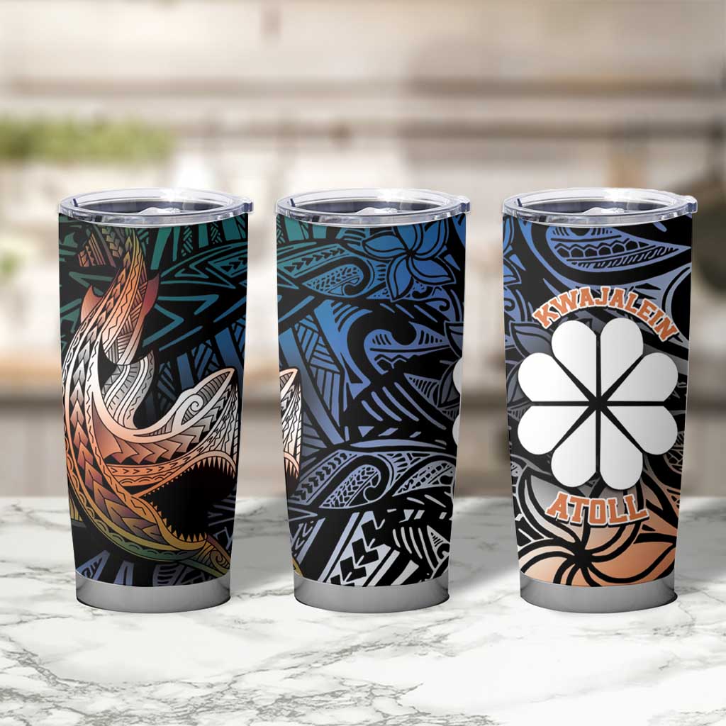 Kwajalein Atoll Tumbler Cup Polynesian Shark Tattoo Gradient Vibes LT14 - Polynesian Pride