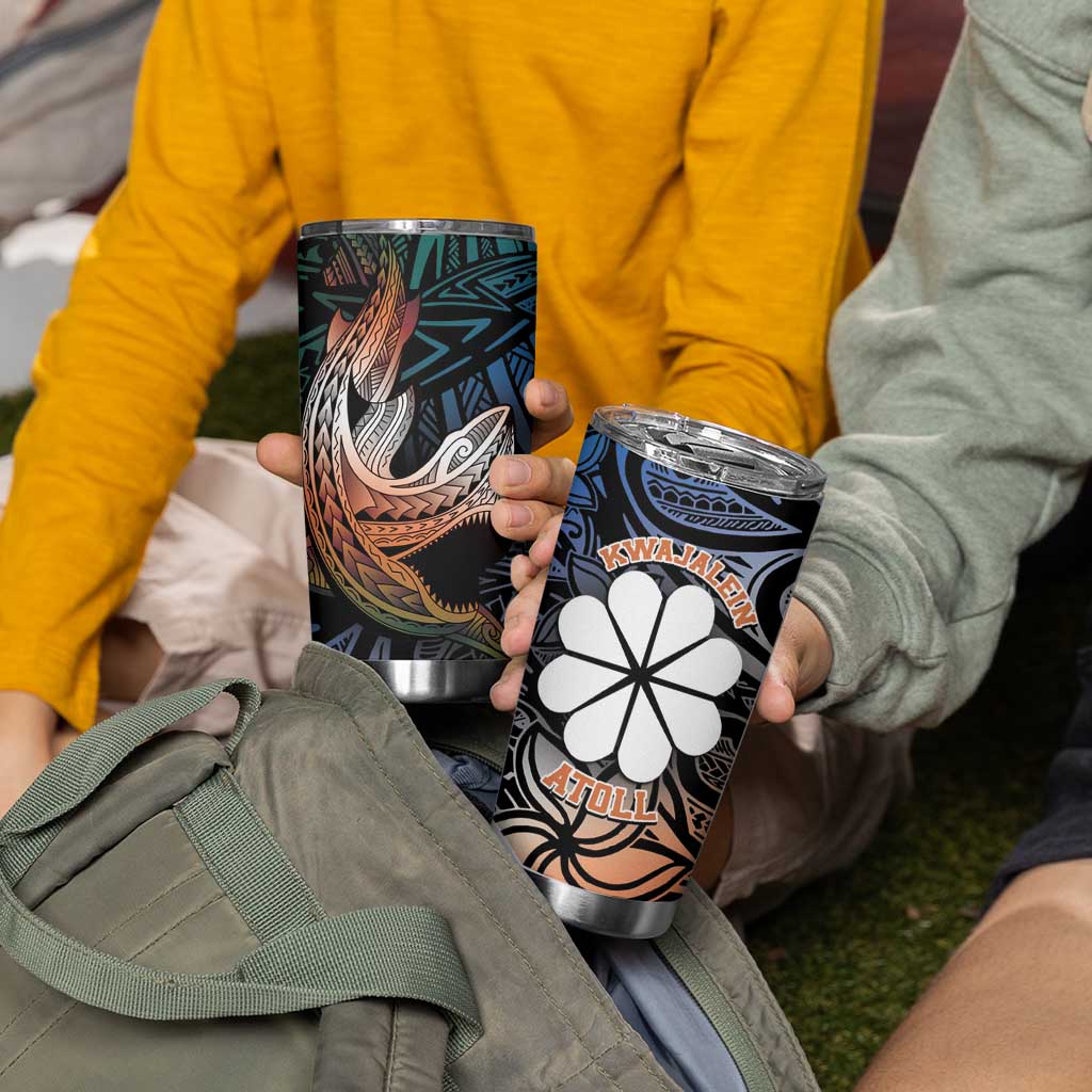 Kwajalein Atoll Tumbler Cup Polynesian Shark Tattoo Gradient Vibes LT14 - Polynesian Pride
