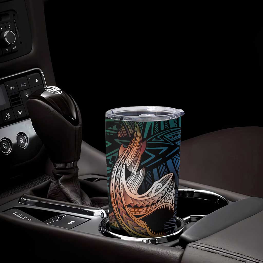 Kwajalein Atoll Tumbler Cup Polynesian Shark Tattoo Gradient Vibes LT14 - Polynesian Pride