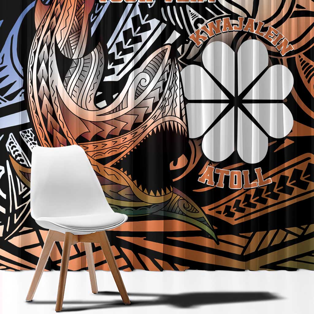 Personalised Kwajalein Atoll Window Curtain Polynesian Shark Tattoo Gradient Vibes LT14 - Polynesian Pride