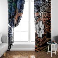 Personalised Kwajalein Atoll Window Curtain Polynesian Shark Tattoo Gradient Vibes LT14 - Polynesian Pride