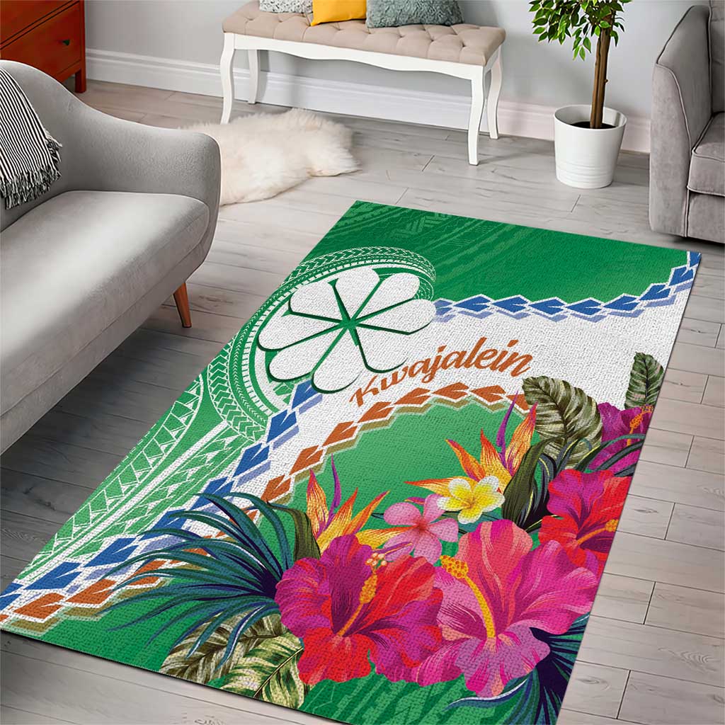 Marshall Islands Kwajalein Atoll Area Rug Curves Polynesian Mix Tropical Flowers