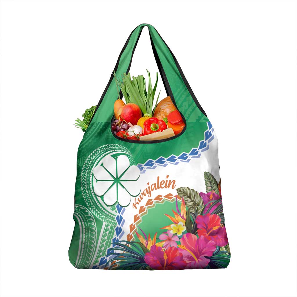 Marshall Islands Kwajalein Atoll Grocery Bag Curves Polynesian Mix Tropical Flowers