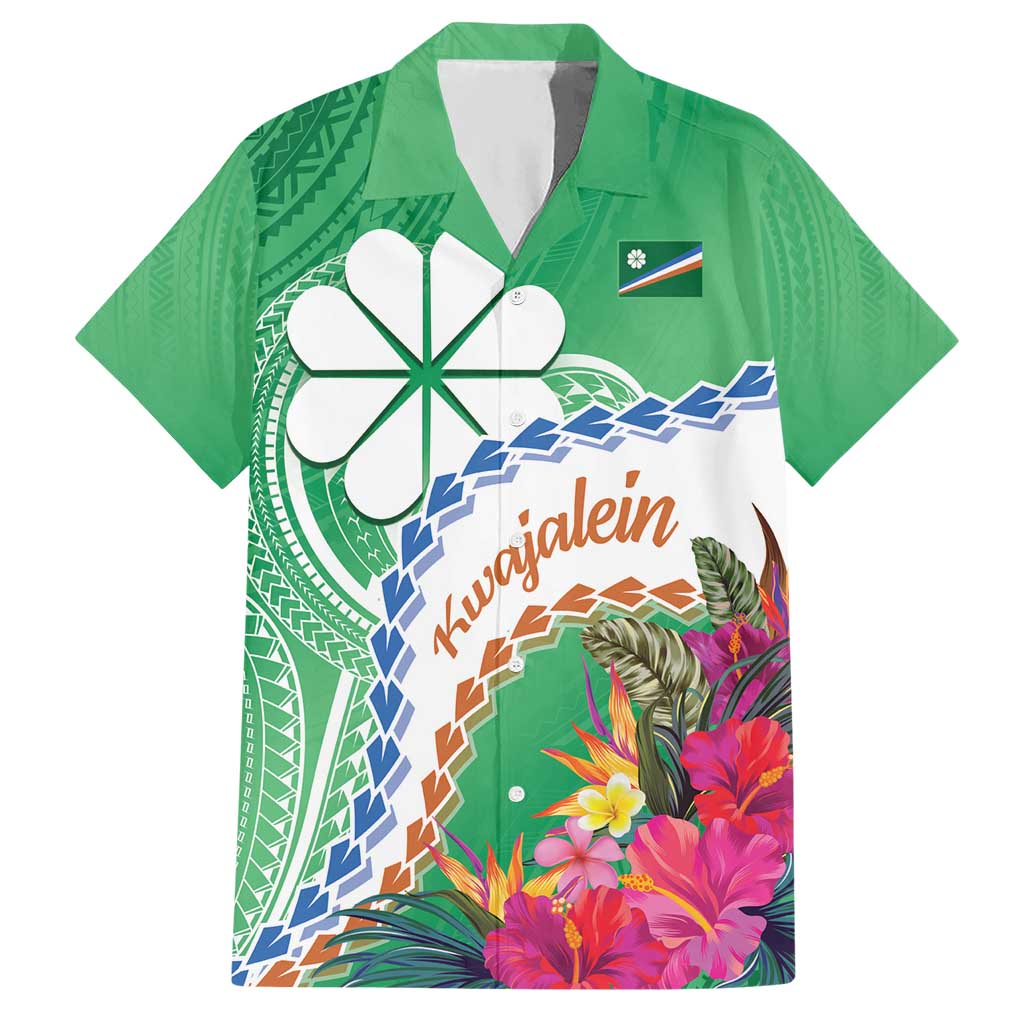 Marshall Islands Kwajalein Atoll Hawaiian Shirt Curves Polynesian Mix Tropical Flowers