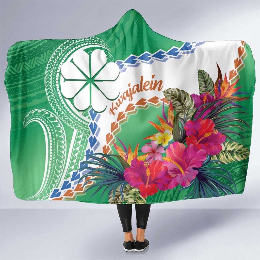 Marshall Islands Kwajalein Atoll Hooded Blanket Curves Polynesian Mix Tropical Flowers