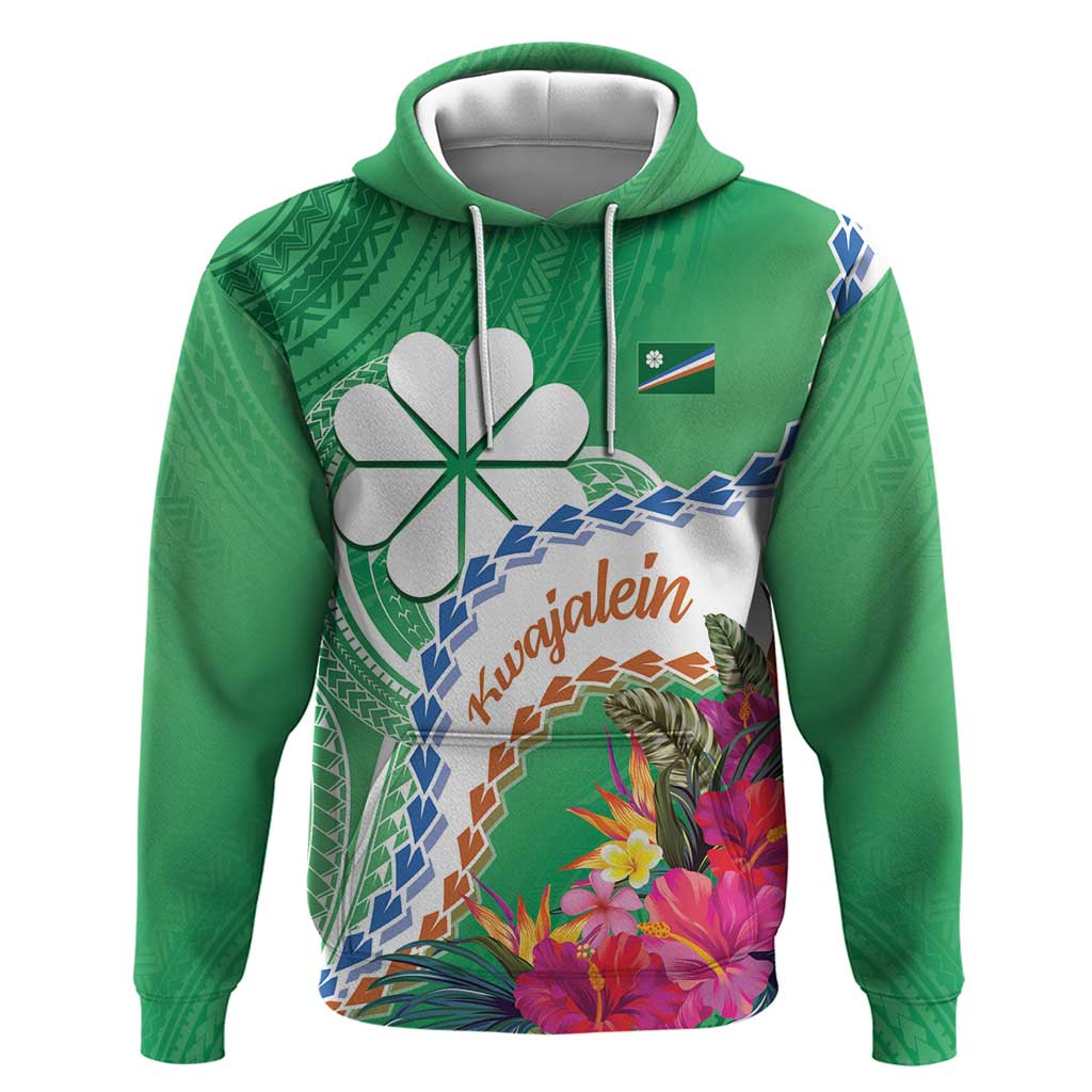 Marshall Islands Kwajalein Atoll Hoodie Curves Polynesian Mix Tropical Flowers