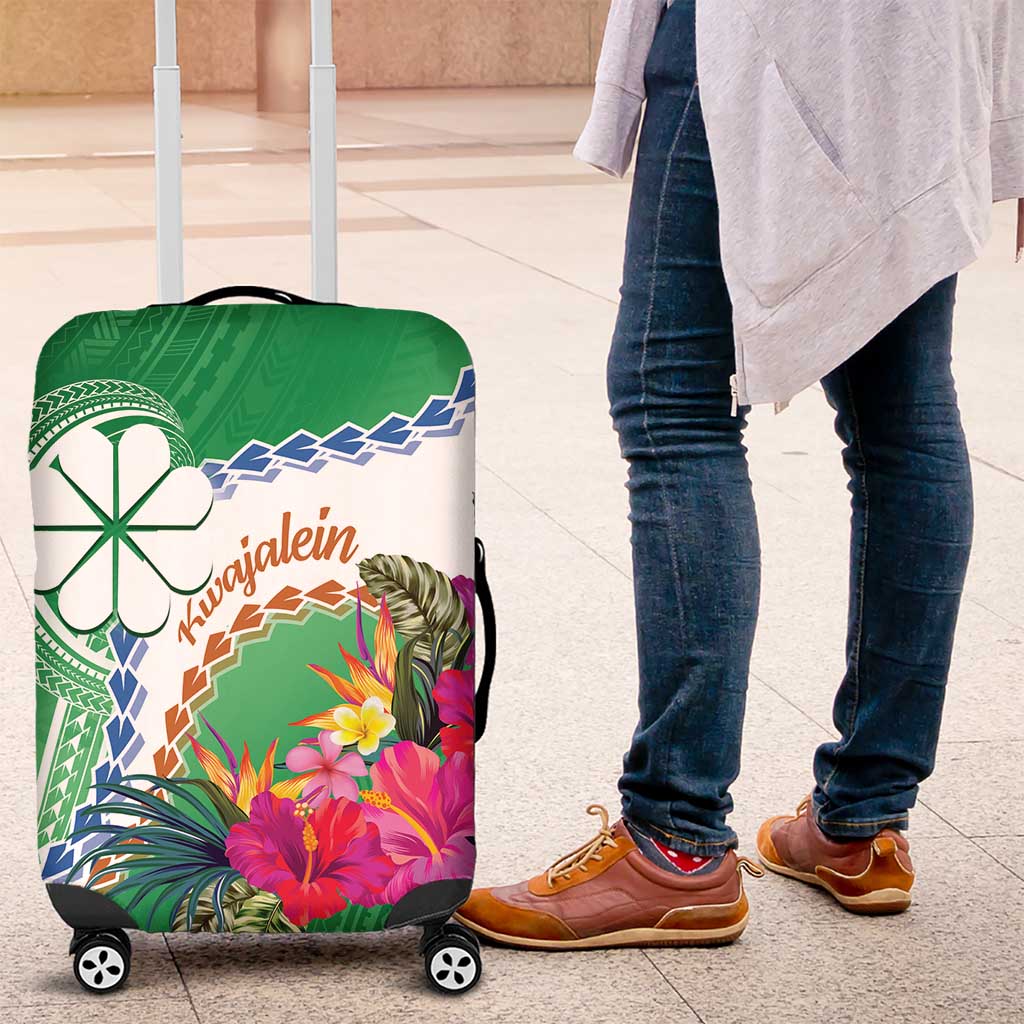 Marshall Islands Kwajalein Atoll Luggage Cover Curves Polynesian Mix Tropical Flowers