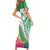 Marshall Islands Kwajalein Atoll Short Sleeve Bodycon Dress Curves Polynesian Mix Tropical Flowers