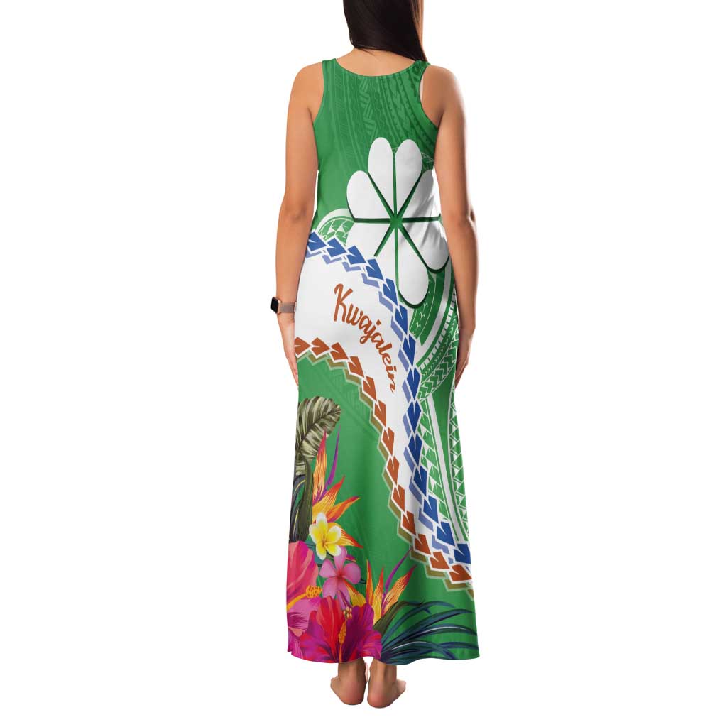 Marshall Islands Kwajalein Atoll Tank Maxi Dress Curves Polynesian Mix Tropical Flowers