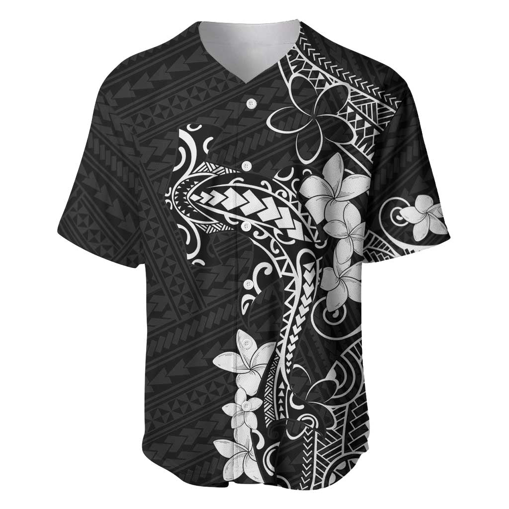 Black Hawaii Baseball Jersey Hammerhead Shark Tattoo Curve Polynesian - Polynesian Pride