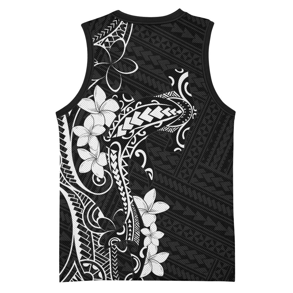 Black Hawaii Basketball Jersey Hammerhead Shark Tattoo Curve Polynesian LT14 - Polynesian Pride
