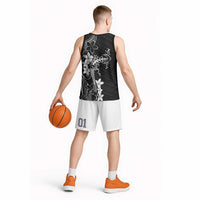 Black Hawaii Basketball Jersey Hammerhead Shark Tattoo Curve Polynesian LT14 - Polynesian Pride