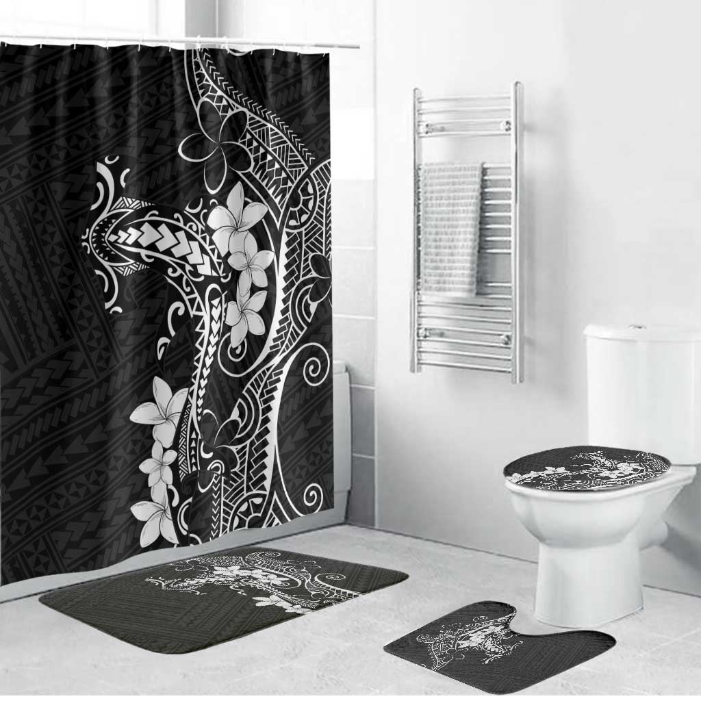 Black Hawaii Bathroom Set Hammerhead Shark Tattoo Curve Polynesian - Polynesian Pride