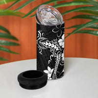 Black Hawaii 4 in 1 Can Cooler Tumbler Hammerhead Shark Tattoo Curve Polynesian - Polynesian Pride