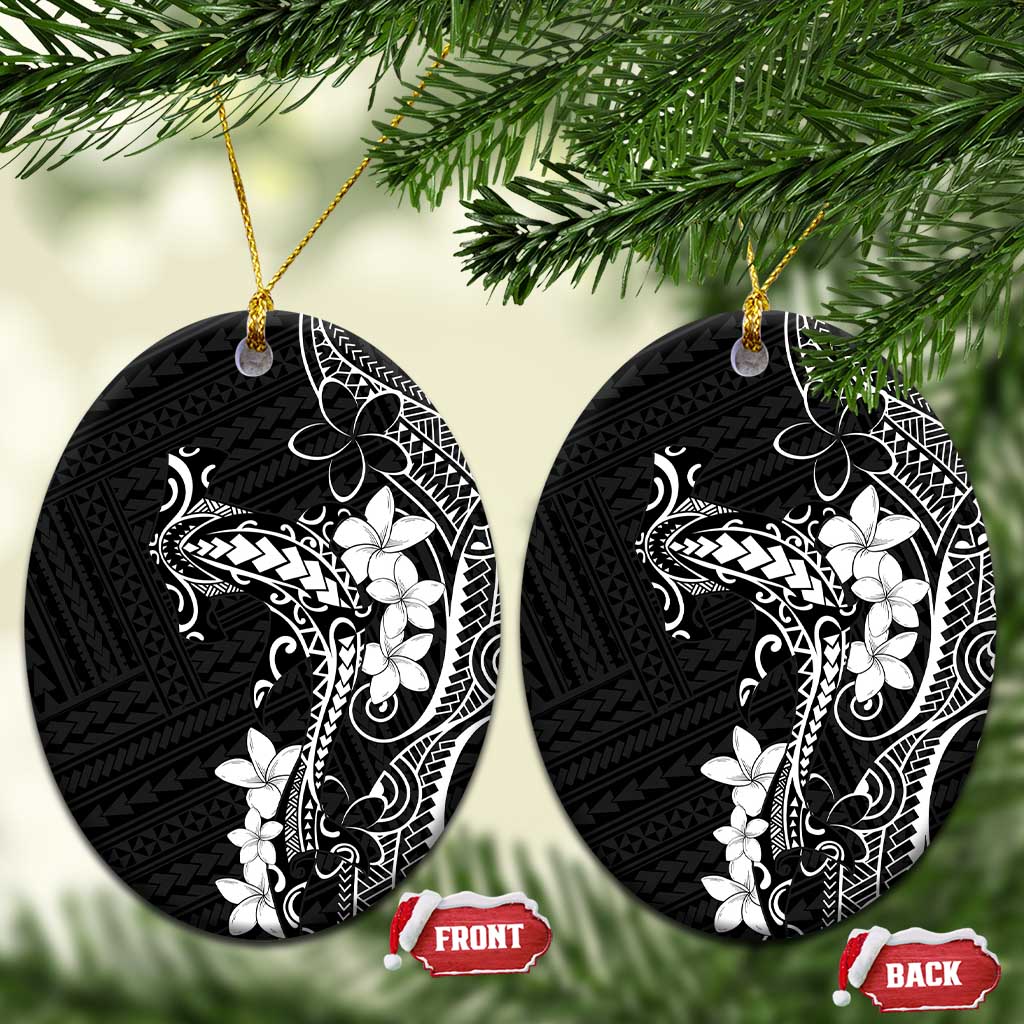 Black Hawaii Ceramic Ornament Hammerhead Shark Tattoo Curve Polynesian - Polynesian Pride
