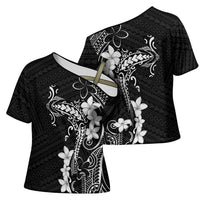 Black Hawaii Cross Shoulder Shirt Hammerhead Shark Tattoo Curve Polynesian LT14 - Polynesian Pride