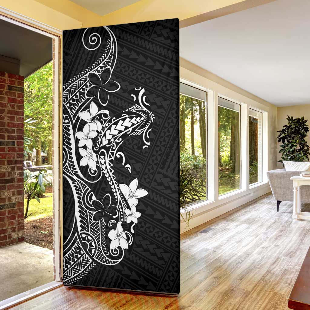 Black Hawaii Door Cover Hammerhead Shark Tattoo Curve Polynesian LT14 - Polynesian Pride