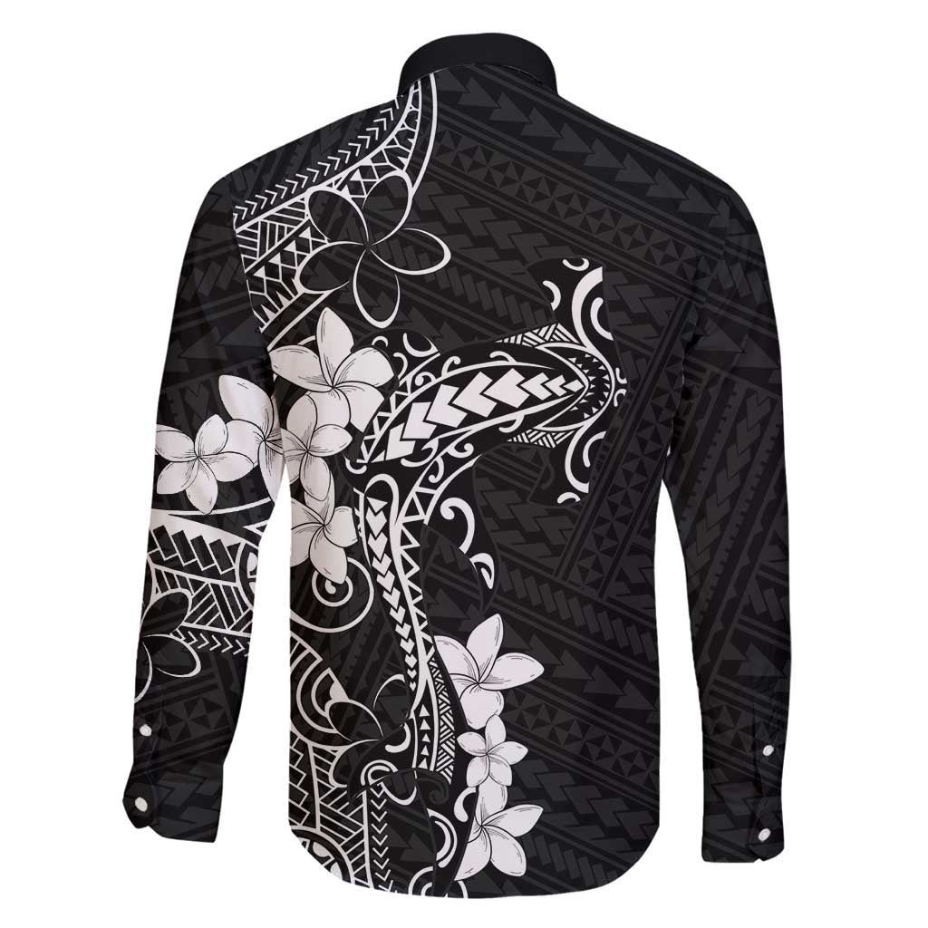 Black Hawaii Family Matching Off Shoulder Maxi Dress and Hawaiian Shirt Hammerhead Shark Tattoo Curve Polynesian - Polynesian Pride