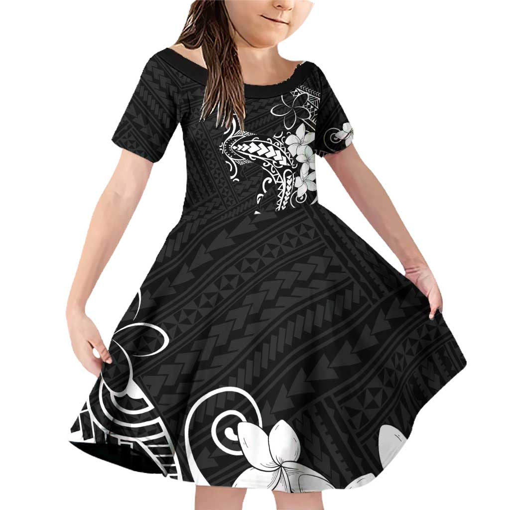 Black Hawaii Family Matching Off Shoulder Short Dress and Hawaiian Shirt Hammerhead Shark Tattoo Curve Polynesian - Polynesian Pride