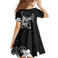 Black Hawaii Family Matching Off Shoulder Short Dress and Hawaiian Shirt Hammerhead Shark Tattoo Curve Polynesian - Polynesian Pride