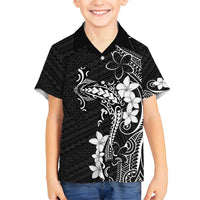 Black Hawaii Family Matching Puletasi and Hawaiian Shirt Hammerhead Shark Tattoo Curve Polynesian LT14 Son's Shirt Black - Polynesian Pride