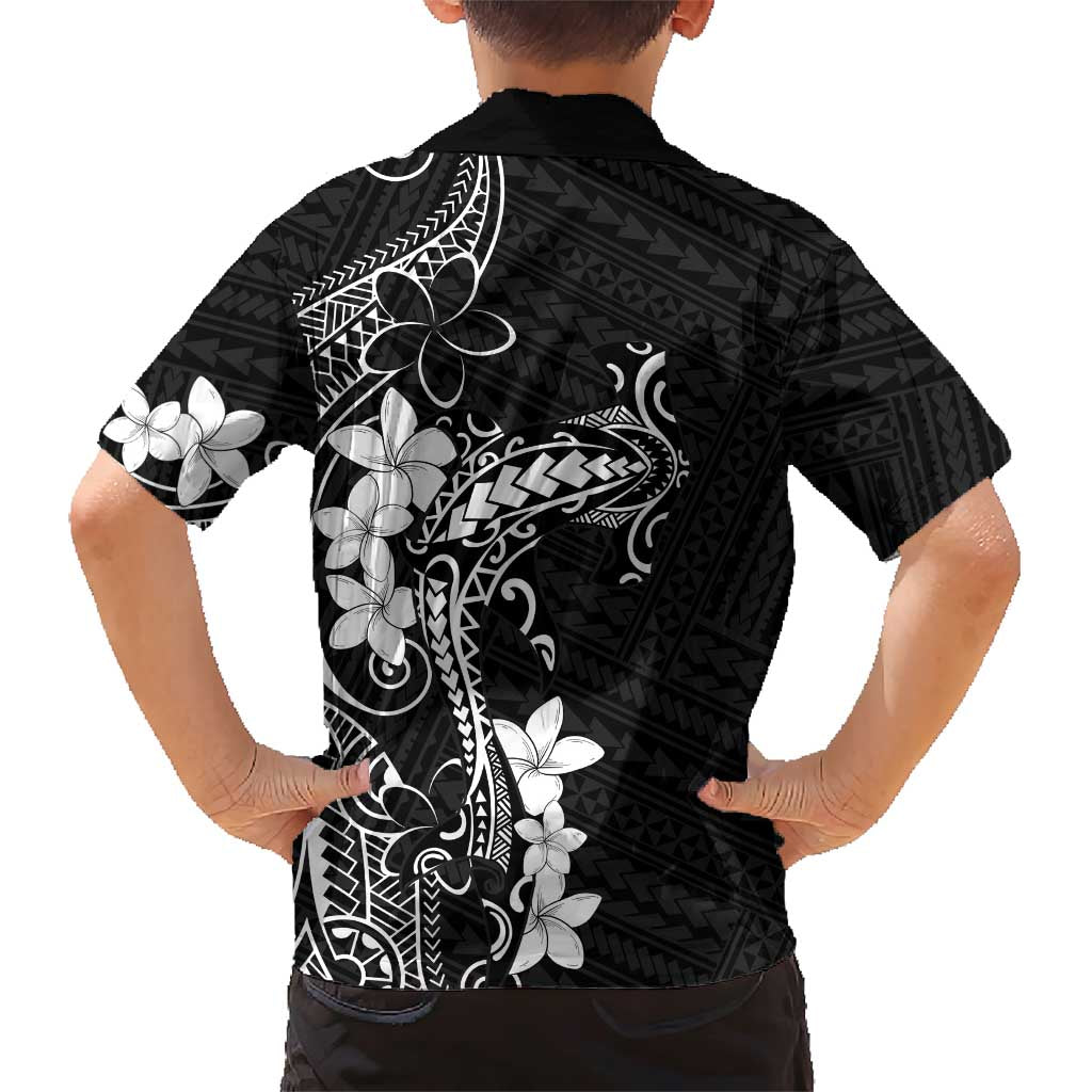 Black Hawaii Family Matching Short Sleeve Bodycon Dress and Hawaiian Shirt Hammerhead Shark Tattoo Curve Polynesian - Polynesian Pride