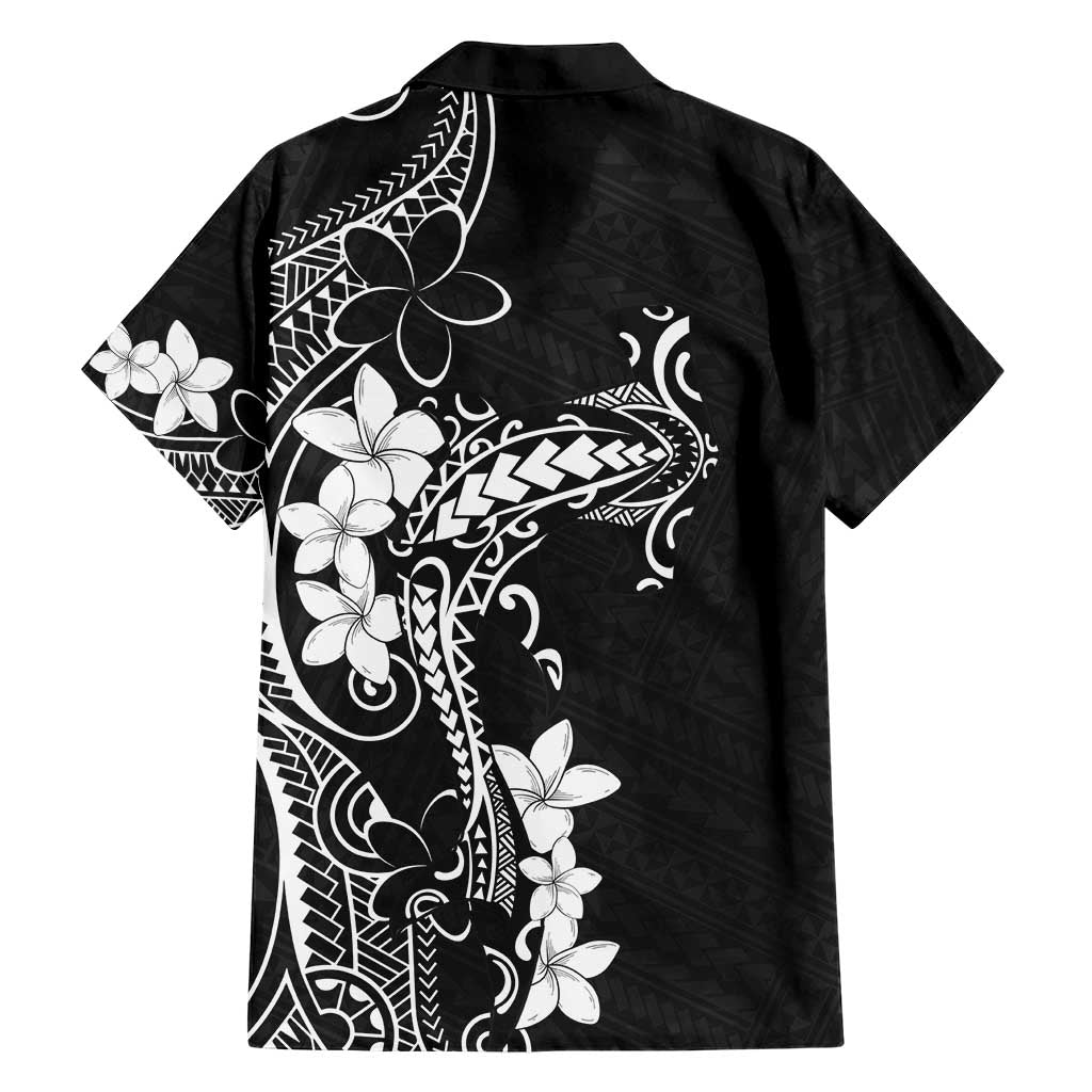 Black Hawaii Family Matching Short Sleeve Bodycon Dress and Hawaiian Shirt Hammerhead Shark Tattoo Curve Polynesian - Polynesian Pride