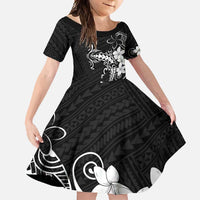Black Hawaii Family Matching Summer Maxi Dress and Hawaiian Shirt Hammerhead Shark Tattoo Curve Polynesian - Polynesian Pride