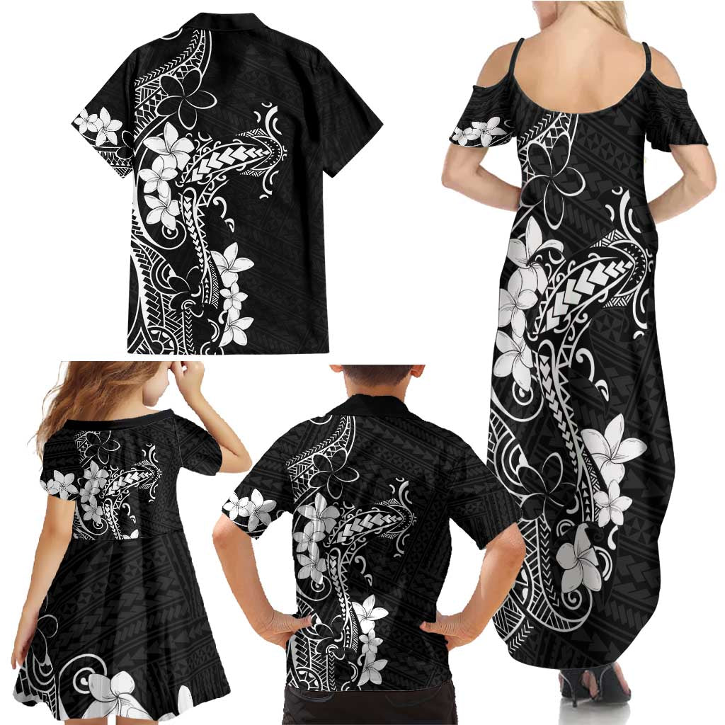 Black Hawaii Family Matching Summer Maxi Dress and Hawaiian Shirt Hammerhead Shark Tattoo Curve Polynesian - Polynesian Pride