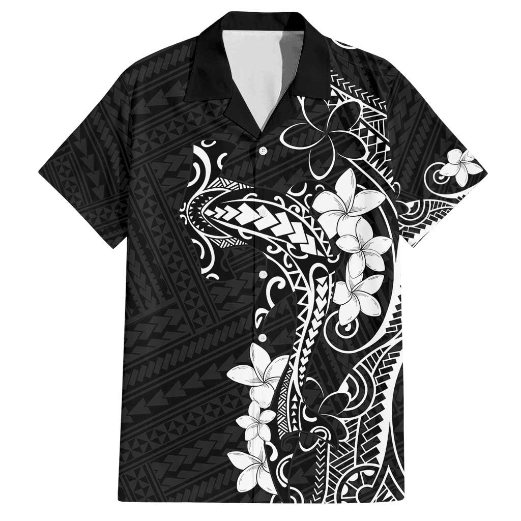 Black Hawaii Family Matching Summer Maxi Dress and Hawaiian Shirt Hammerhead Shark Tattoo Curve Polynesian - Polynesian Pride