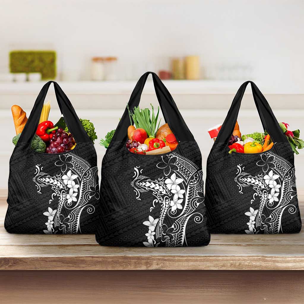 Black Hawaii Grocery Bag Hammerhead Shark Tattoo Curve Polynesian - Polynesian Pride