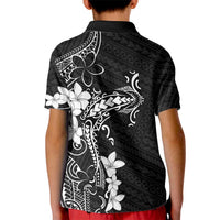 Black Hawaii Kid Polo Shirt Hammerhead Shark Tattoo Curve Polynesian - Polynesian Pride