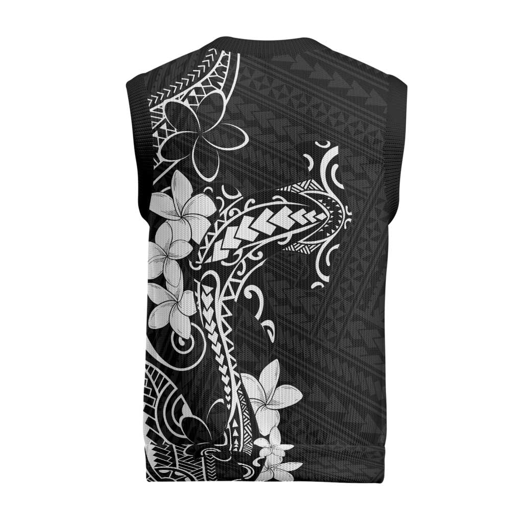 Black Hawaii Christmas Knitted V-Neck Vest Hammerhead Shark Tattoo Curve Polynesian - Polynesian Pride