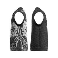 Black Hawaii Christmas Knitted V-Neck Vest Hammerhead Shark Tattoo Curve Polynesian - Polynesian Pride