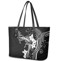 Black Hawaii Leather Tote Bag Hammerhead Shark Tattoo Curve Polynesian - Polynesian Pride