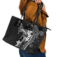 Black Hawaii Leather Tote Bag Hammerhead Shark Tattoo Curve Polynesian - Polynesian Pride