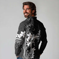Black Hawaii Long Sleeve Polo Shirt Hammerhead Shark Tattoo Curve Polynesian LT14 - Polynesian Pride