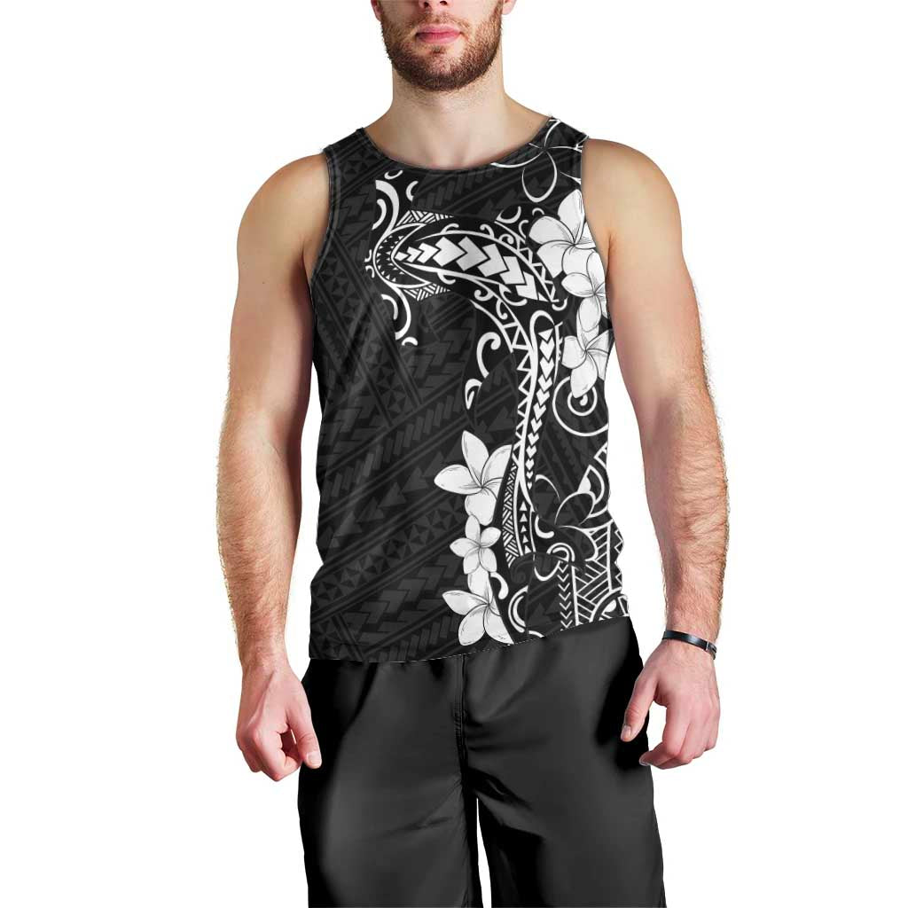 Black Hawaii Men Tank Top Hammerhead Shark Tattoo Curve Polynesian LT14 - Polynesian Pride