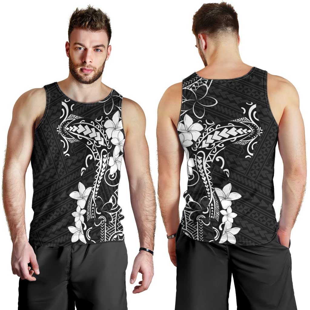 Black Hawaii Men Tank Top Hammerhead Shark Tattoo Curve Polynesian LT14 - Polynesian Pride