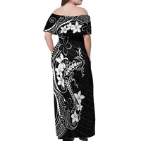 Black Hawaii Off Shoulder Maxi Dress Hammerhead Shark Tattoo Curve Polynesian - Polynesian Pride