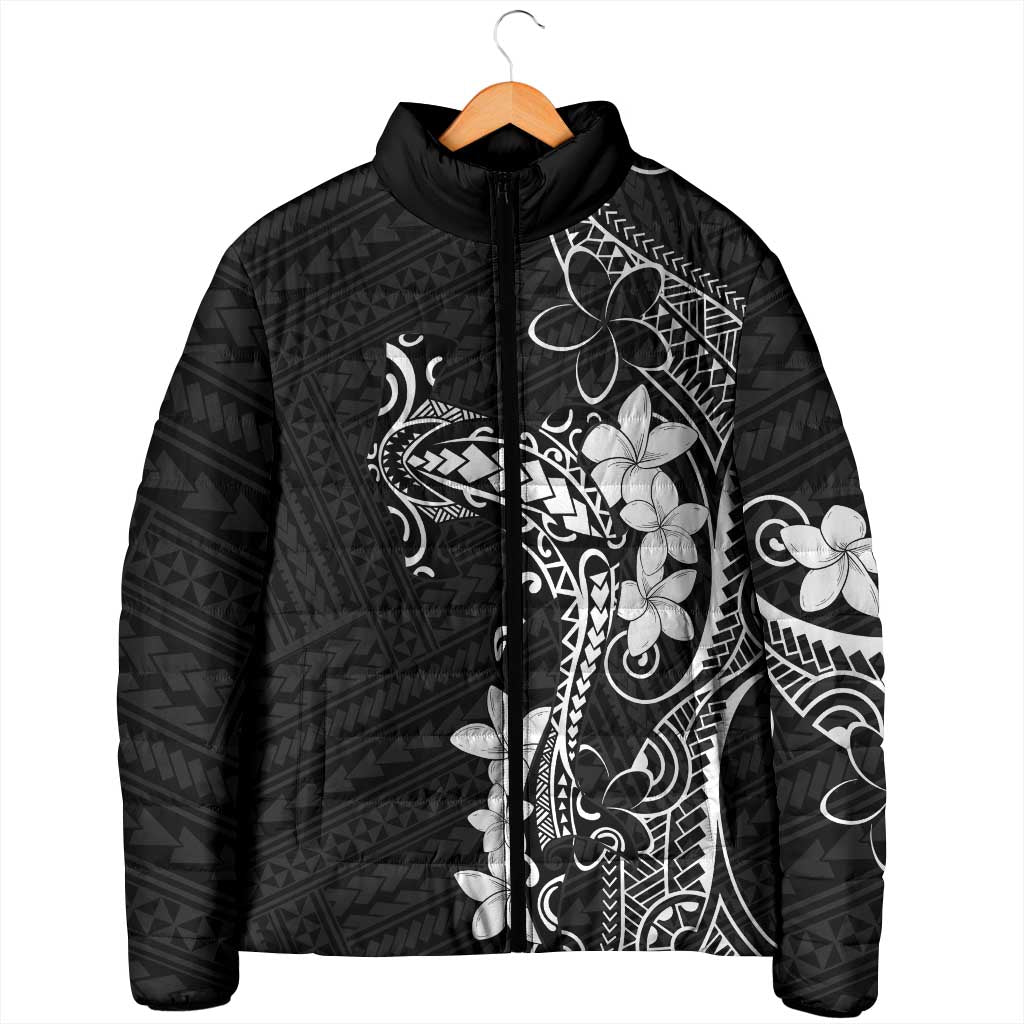 Black Hawaii Padded Jacket Hammerhead Shark Tattoo Curve Polynesian LT14 - Polynesian Pride
