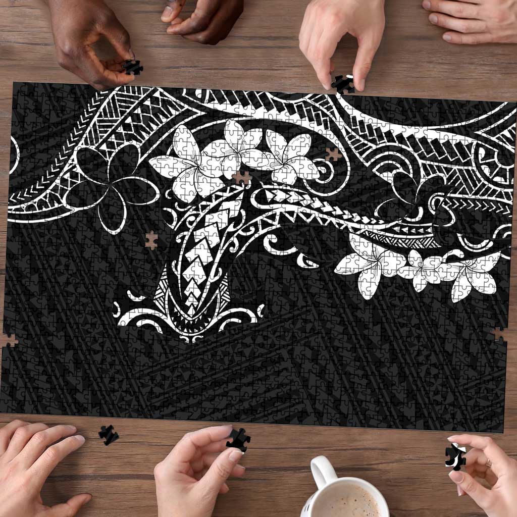 Black Hawaii Puzzle Hammerhead Shark Tattoo Curve Polynesian LT14 - Polynesian Pride