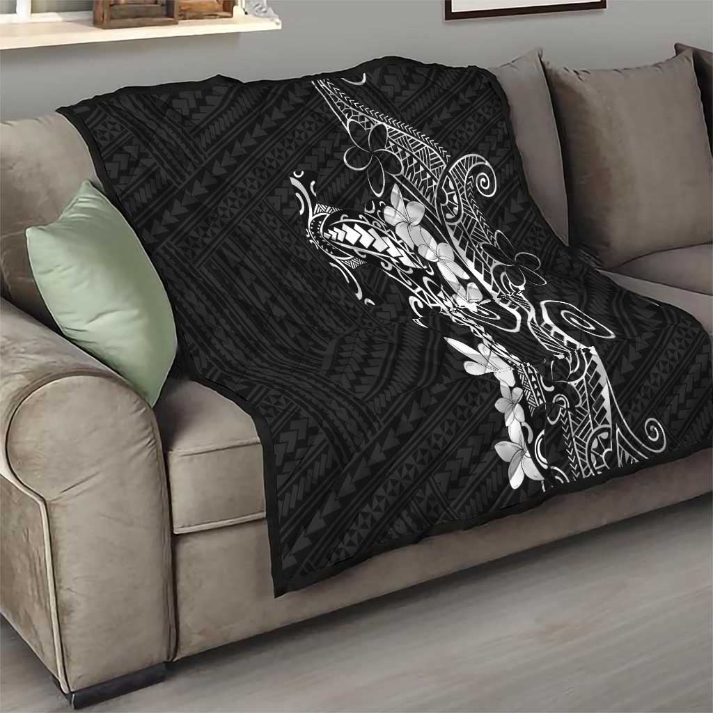 Black Hawaii Quilt Hammerhead Shark Tattoo Curve Polynesian - Polynesian Pride