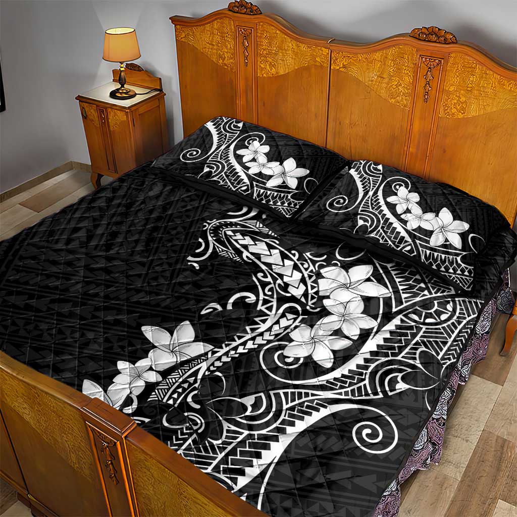 Black Hawaii Quilt Bed Set Hammerhead Shark Tattoo Curve Polynesian - Polynesian Pride