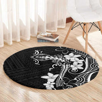 Black Hawaii Round Carpet Hammerhead Shark Tattoo Curve Polynesian - Polynesian Pride
