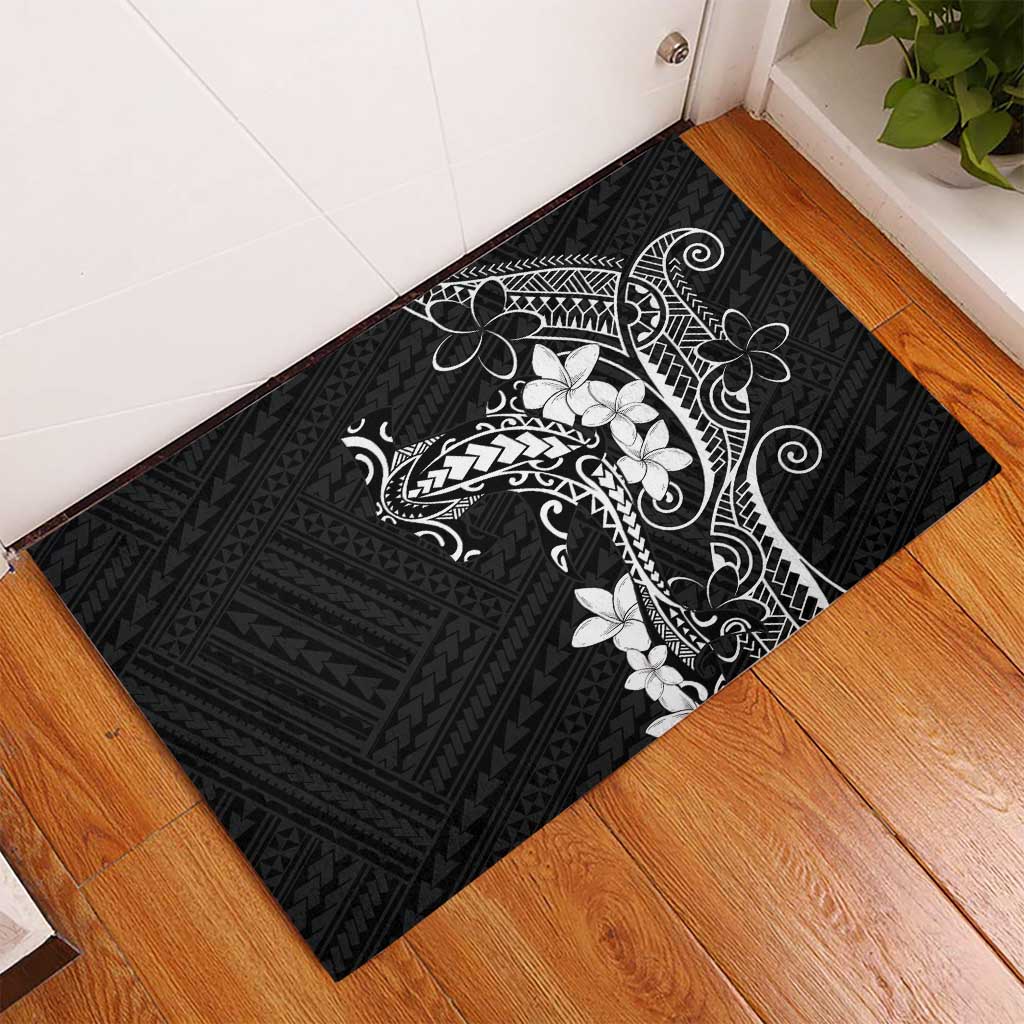 Black Hawaii Rubber Doormat Hammerhead Shark Tattoo Curve Polynesian LT14 - Polynesian Pride