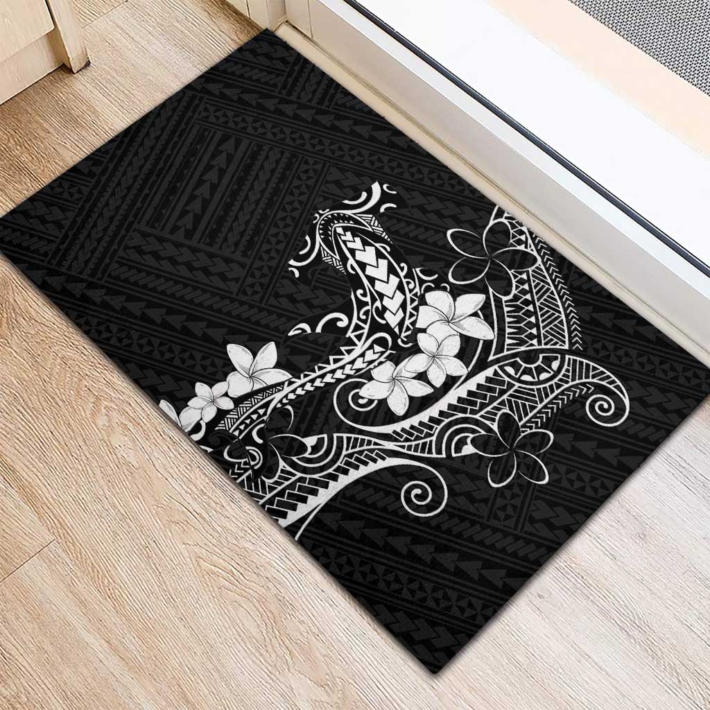 Black Hawaii Rubber Doormat Hammerhead Shark Tattoo Curve Polynesian LT14 - Polynesian Pride