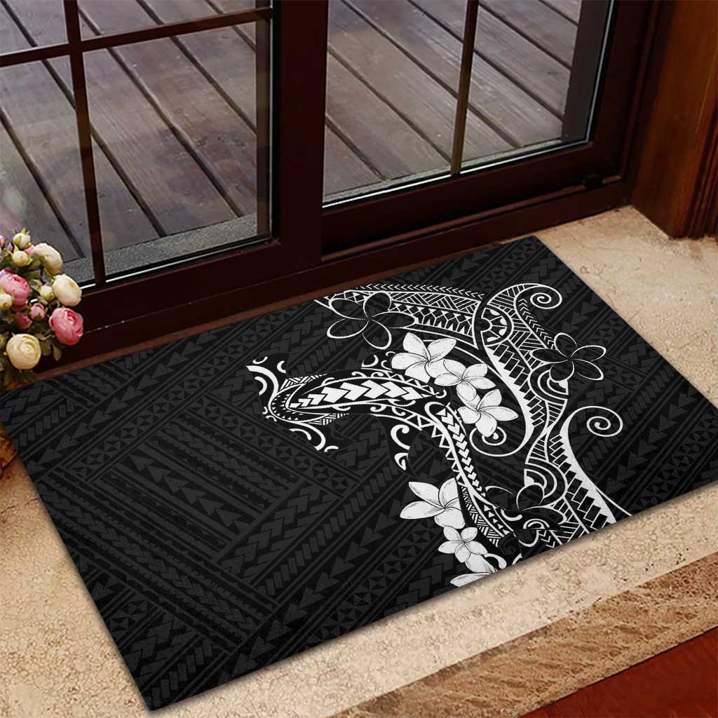 Black Hawaii Rubber Doormat Hammerhead Shark Tattoo Curve Polynesian LT14 - Polynesian Pride